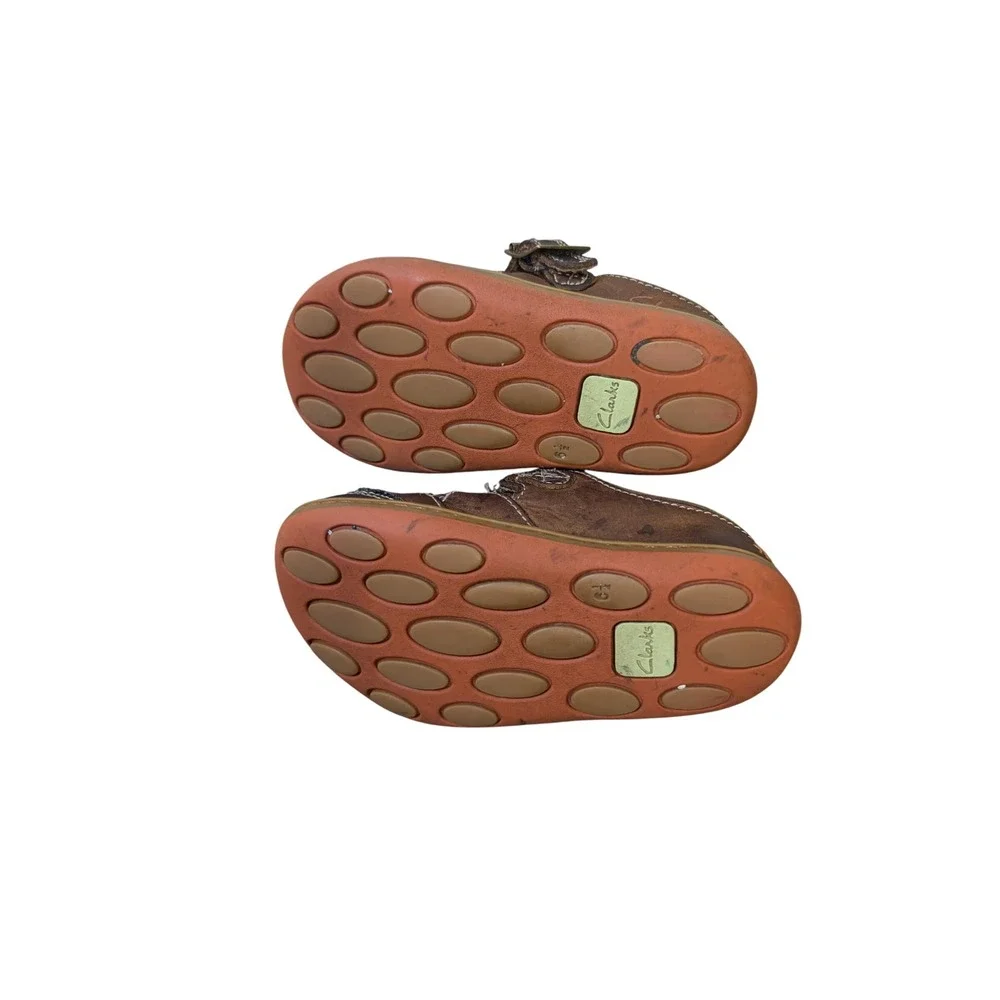 Clarks Boys Brown Leather Fisherman Sandals Shoes Youth Size 7 MW Toddler‎